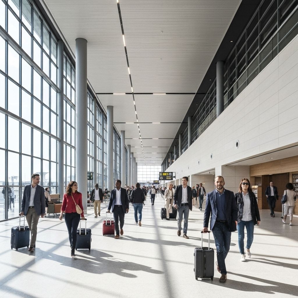 Modern interior space with people